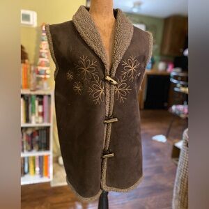 Toffee apple brown embroidered vest